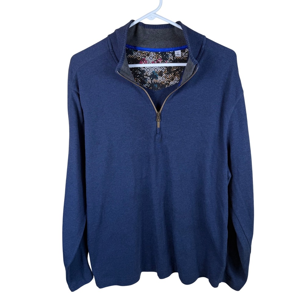 Robert Graham Quarter Zip Pullover Mens XL Blue Classic Fit Outdoors Luxury Golf